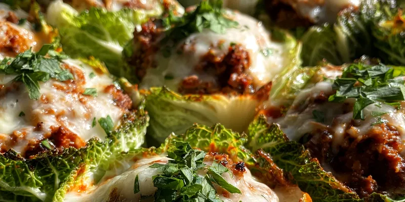 Delicious Cheesy Cabbage Beef Bake served on a plate