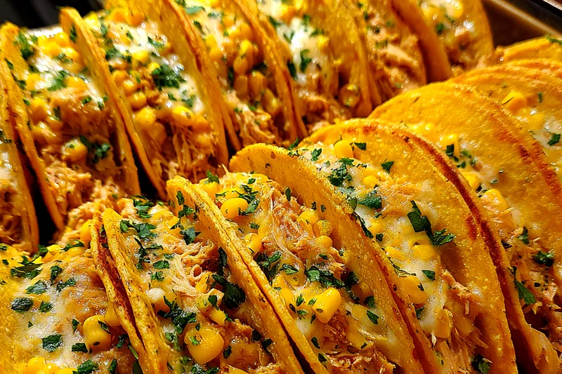 Cooking process for Cheesy Chicken Corn Tacos