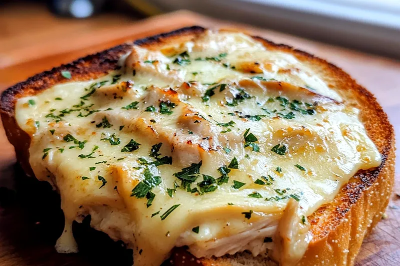 An engaging shot of the cooking process of Savory Garlic Chicken Sandwich with chicken searing in a skillet.