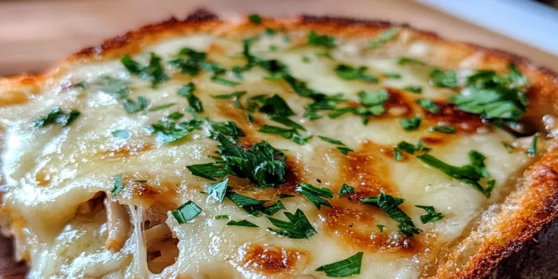 A mouthwatering Savory Garlic Chicken Sandwich served with fresh ingredients and a side of chips.