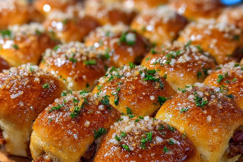 Cooking process for Cheesy Garlic Beef Bombs