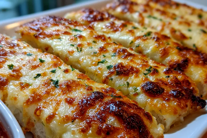Cooking process for Cheesy Garlic Breadsticks