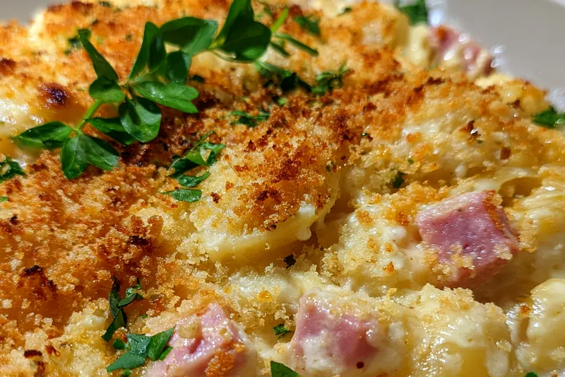 Fresh ingredients for Cheesy Ham Casserole Delight