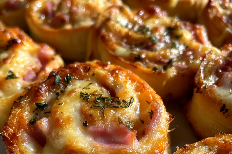 Fresh ingredients for Cheesy Ham Pastry Pinwheels