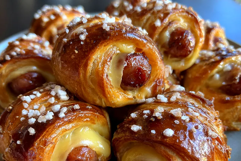 Fresh ingredients for Cheesy Pretzel Sausage Rolls