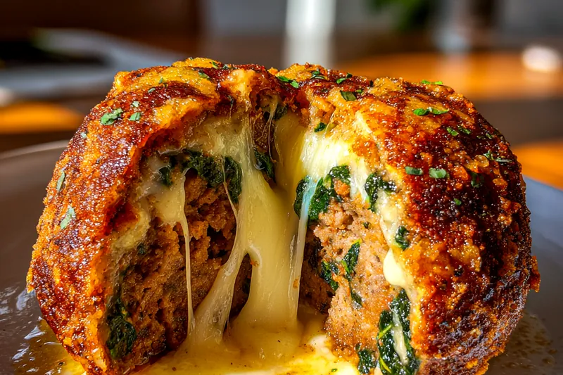 Chef Mitchell carefully placing Cheesy Spinach-Stuffed Meatballs on a baking sheet, ready for the oven.