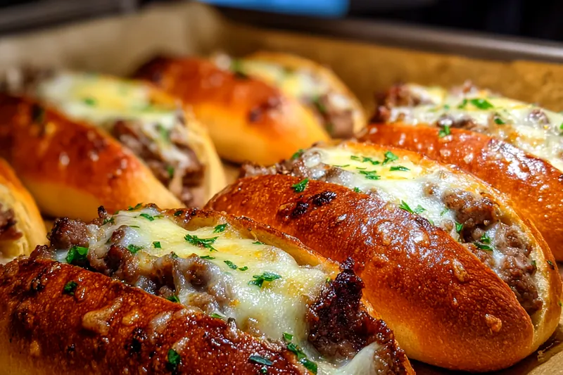 Cooking process for Cheesy Steak Stuffed Rolls