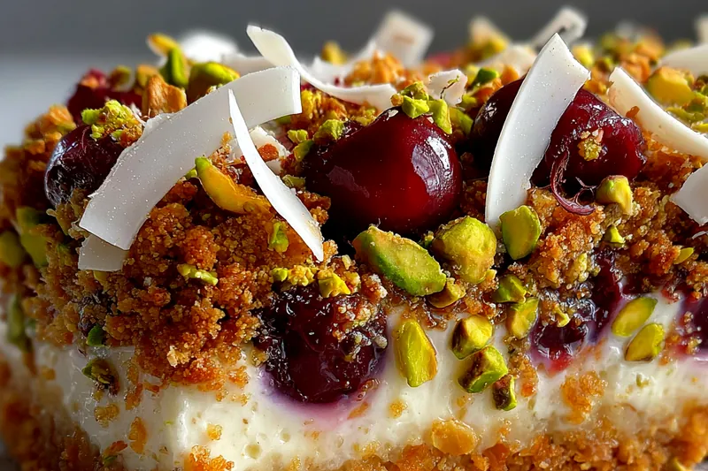 Cooking process for Cherry Pistachio Cheesecake Delight
