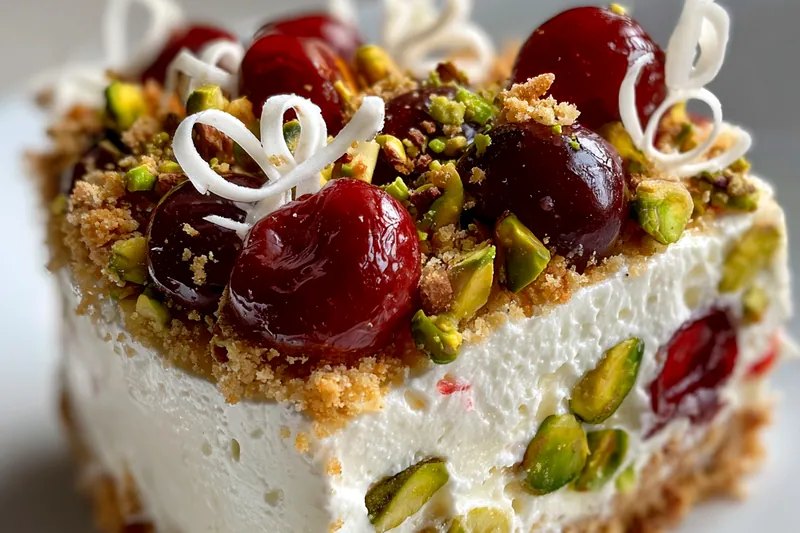Fresh ingredients for Cherry Pistachio Cheesecake Delight