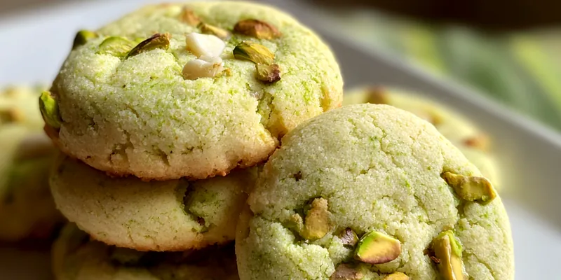 Delicious Chewy Pistachio Cookies served on a plate