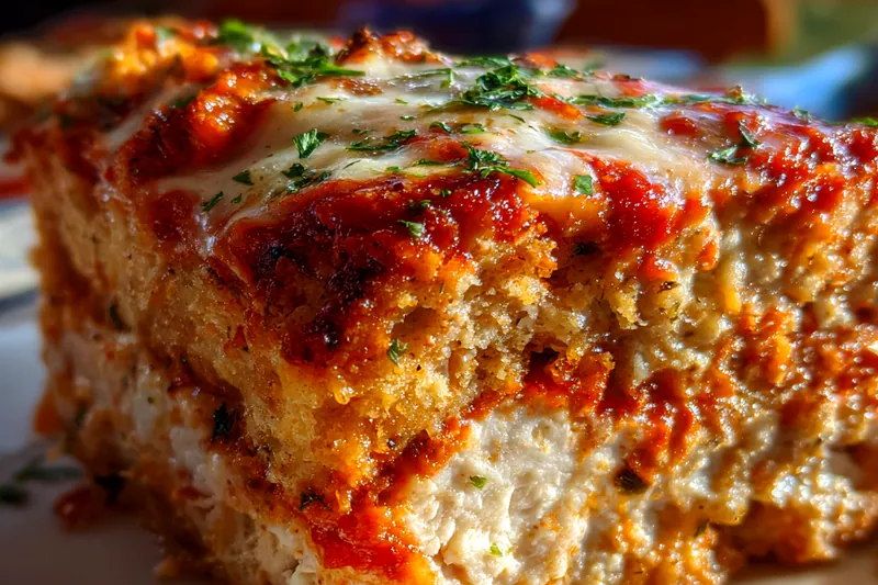 Chicken Parmesan Casserole baking in the oven