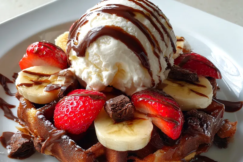 Fresh ingredients for Chocolate Banana Waffle Delight