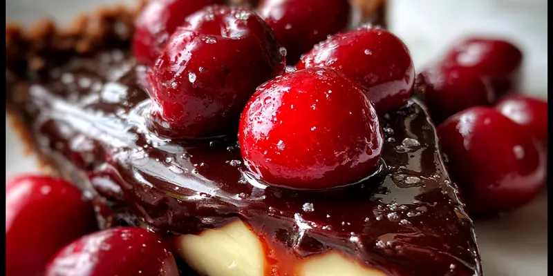 Delicious Chocolate Cherry Cream Pie served on a plate