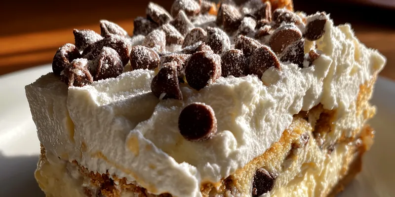 Delicious Chocolate Chip Cream Bars served on a plate