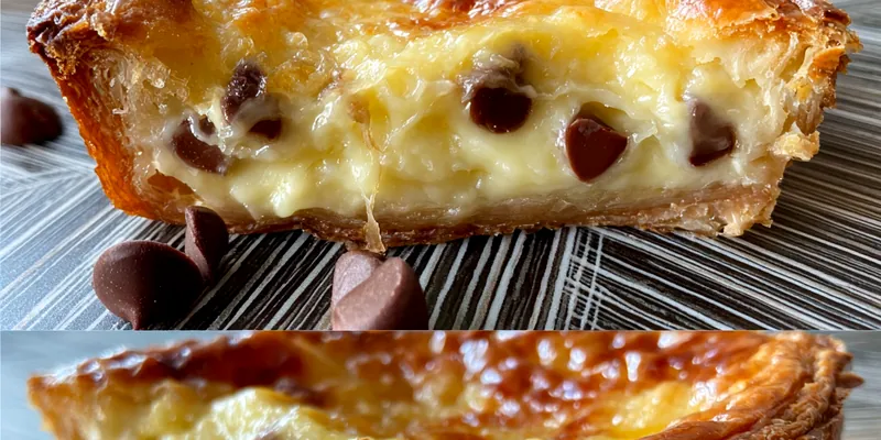 Delicious Chocolate Chip Custard Brioche served on a plate