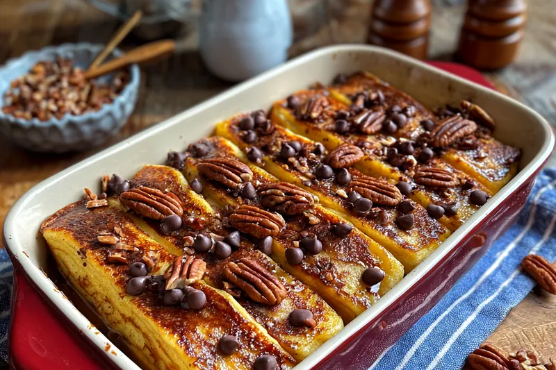Cooking process for Chocolate Chip Pancake Bake