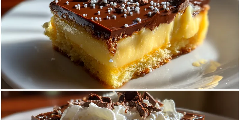 Delicious Chocolate Custard Layered Cake served on a plate