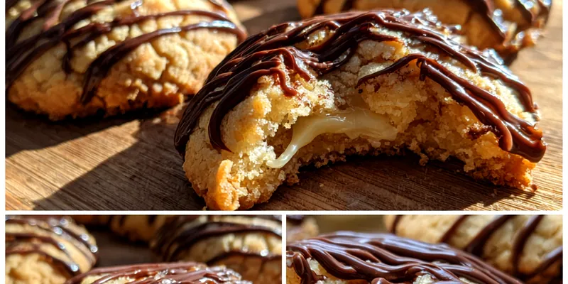 Delicious Chocolate Drizzled Cream Cookies served on a plate