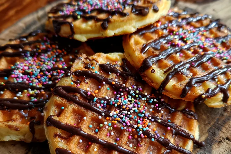 Fresh ingredients for Chocolate Drizzled Waffle Bites
