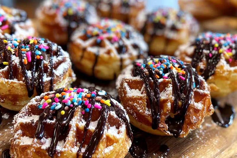 Fresh ingredients for Chocolate Drizzled Waffle Pastries