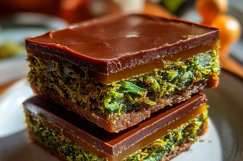 Cooking process for Chocolate Green Layered Squares