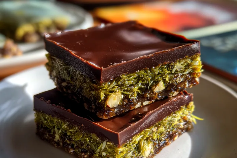 Fresh ingredients for Chocolate Green Layered Squares