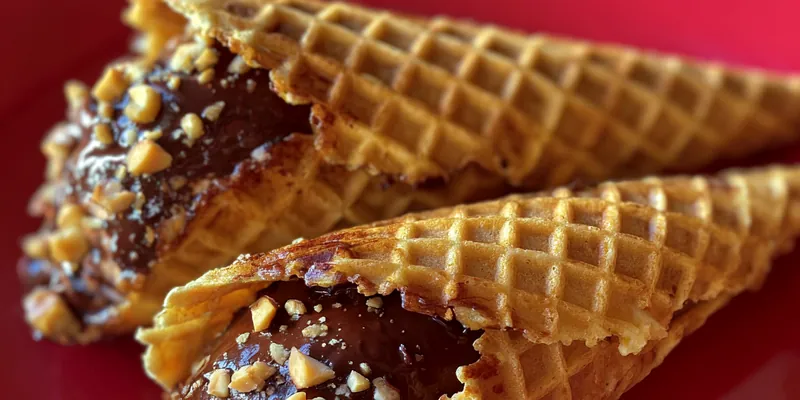 Delicious Chocolate Nut Ice Cream Tacos served on a plate
