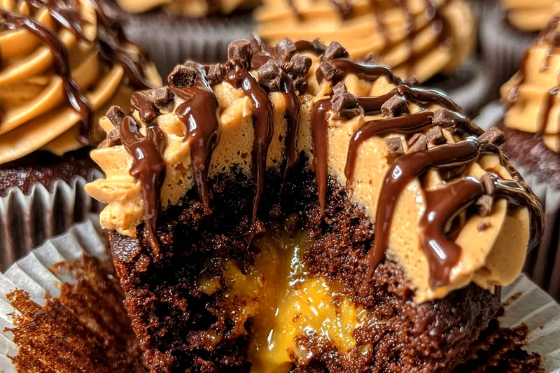 Fresh ingredients for Indulgent Chocolate Peanut Butter Cupcakes