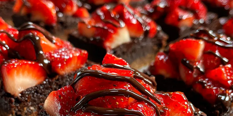 Delicious Chocolate Strawberry Brownie Bites served on a plate