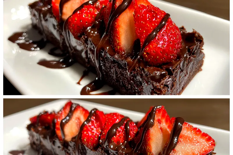 Fresh ingredients for Chocolate Strawberry Fudge Brownies