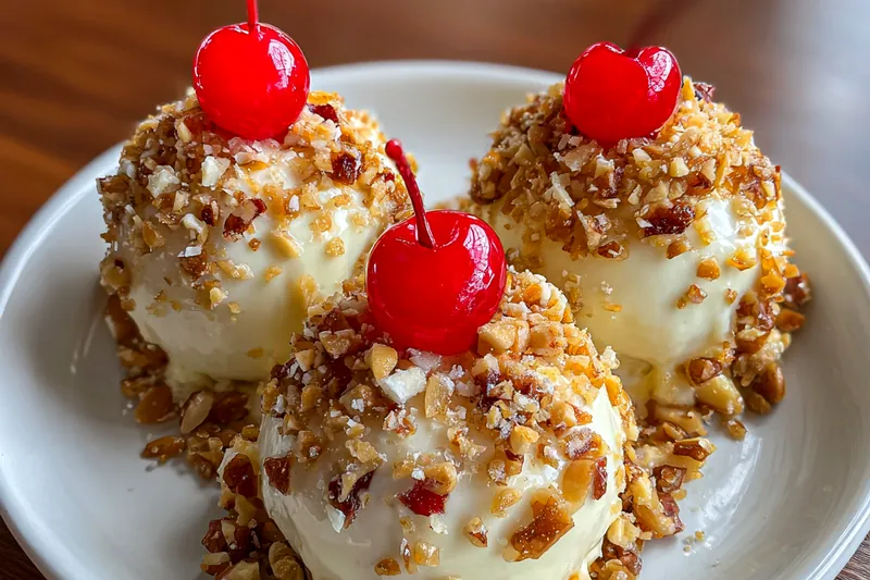 A vibrant spread of fresh cherries, chocolate chips, and crushed graham crackers ready for making Festive Cherry Bombs.