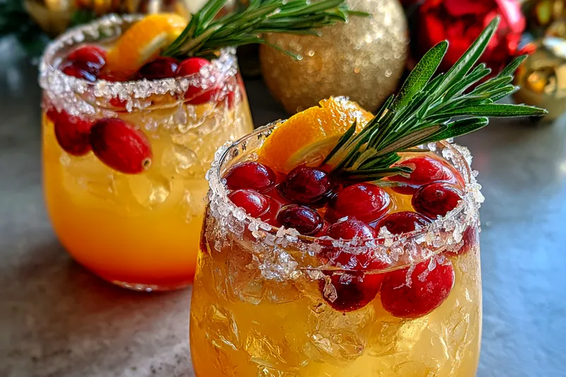 A colorful display of the ingredients for Festive Citrus Punch including fresh citrus, juices, and garnishes.