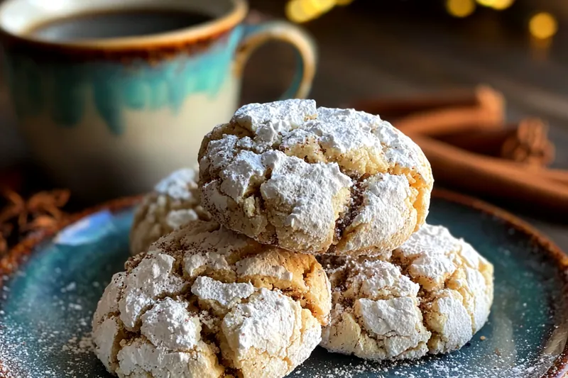 Ingredients arranged for Delicious Cinnamon Coffee Crinkles including cocoa powder, flour, and spices.