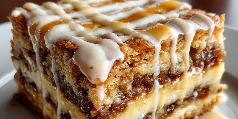 Delicious Cinnamon Glazed Layer Bars served on a plate