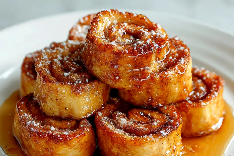 Cinnamon Roll French Toast Bites baking in the oven