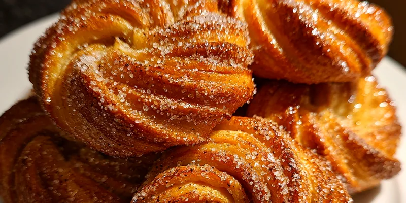 Delicious Cinnamon Sugar Pastry Twists served on a plate