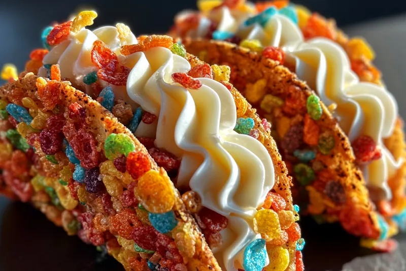 Cooking process for Colorful Cereal Cream Tacos
