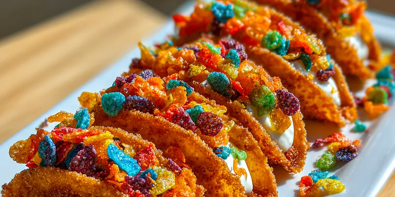 Delicious Colorful Cheesecake Tacos served on a plate