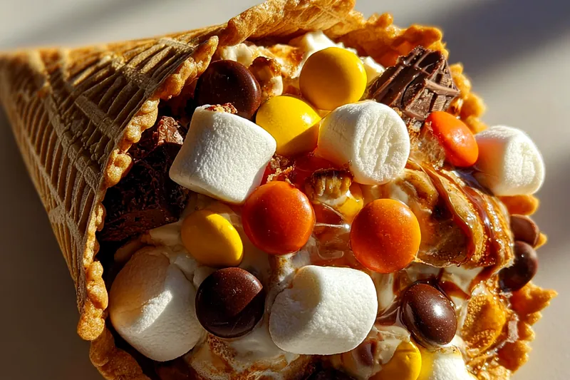 Cooking process for Colorful Chocolate Waffle Cones