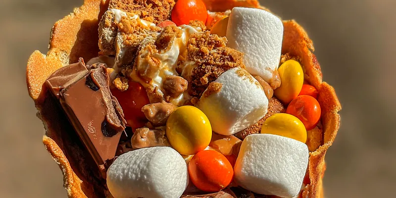 Delicious Colorful Chocolate Waffle Cones served on a plate