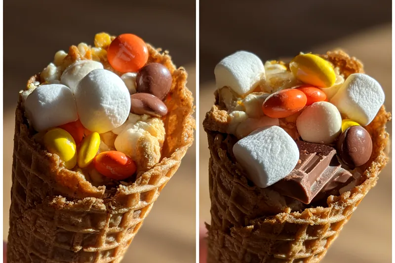Fresh ingredients for Colorful Chocolate Waffle Cones