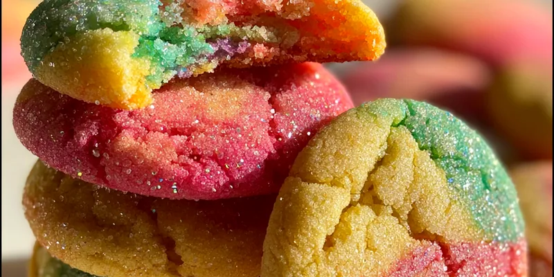 Delicious Colorful Rainbow Sugar Cookies served on a plate