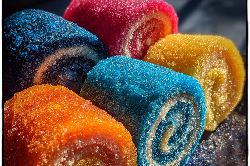 Fresh ingredients for Colorful Sugary Fruit Rolls