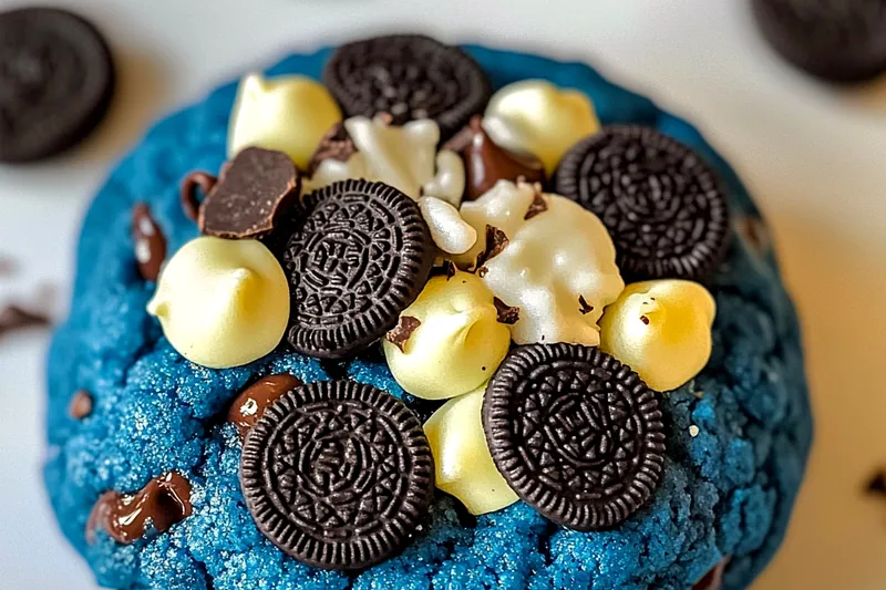 A colorful arrangement of ingredients for Delicious Cookie Monster Treats including flour, butter, and blue frosting.