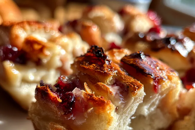 Cranberry Brie Pull Apart baking in the oven