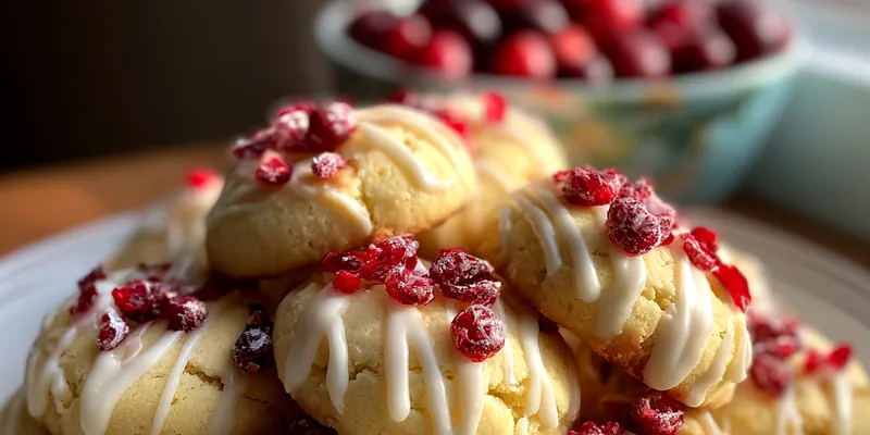 Delicious Cranberry Lemon Drizzle Cookies served on a plate