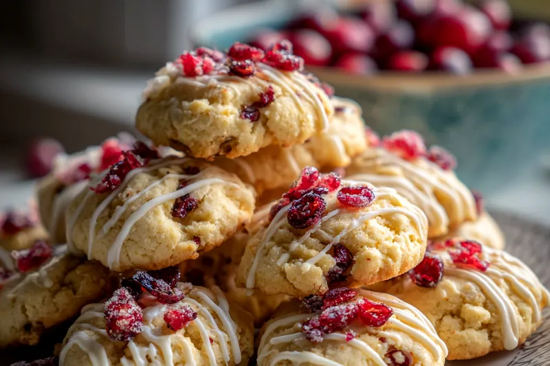 Fresh ingredients for Cranberry Lemon Drizzle Cookies