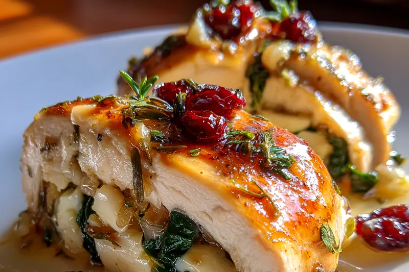 Cooking process for Cranberry Spinach Brie Chicken