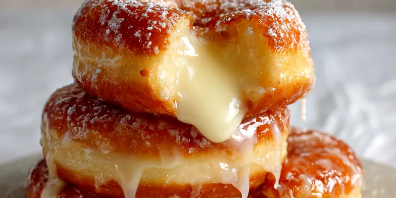 Delicious cream-filled donuts on a plate