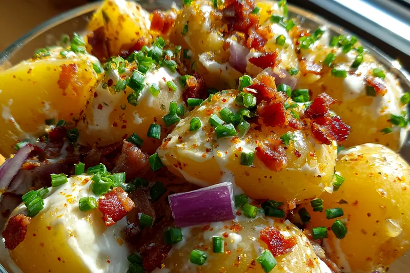 Cooking process for Creamy Bacon Potato Salad